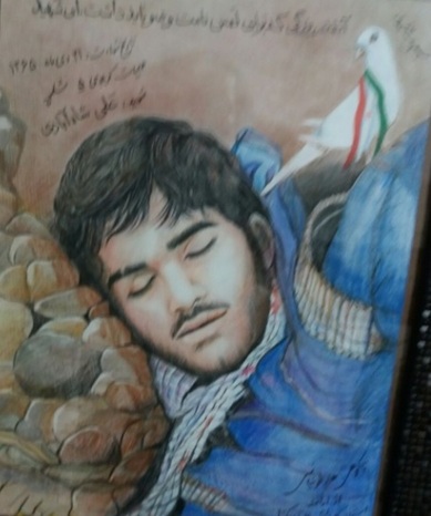 نقاشی شهید به خون غلتیده توسط بانوی نقاش ارمنی