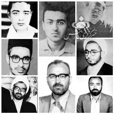 الشهيد سيد علي اندرزكو وشهيد المحراب اية الله الشيخ محمد صدوقي والشهيد الطيار محمد نوجه والشهيد الطيار عباس دوران